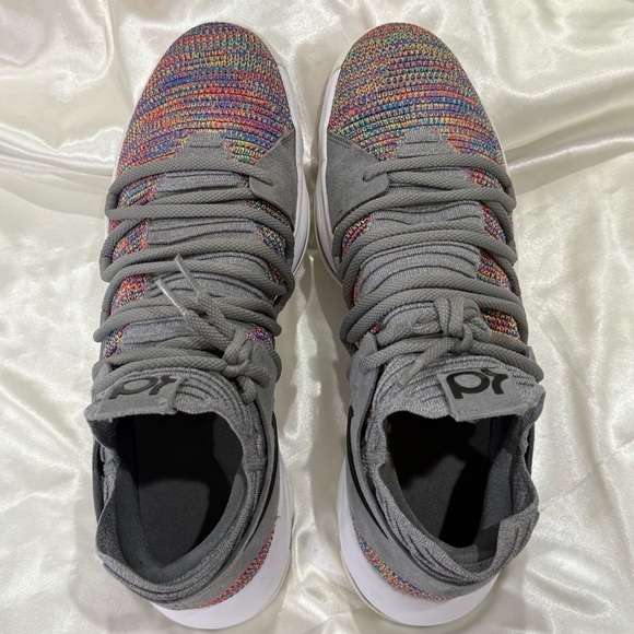 Nike Zoom KD 10 Multi Color Sneakers Flyknit Gray 897815-900 Basketball Size 13 - Picture 9 of 15